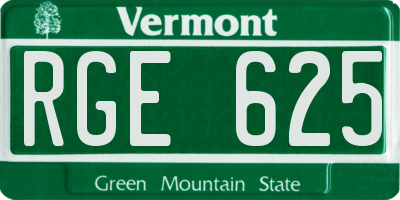 VT license plate RGE625