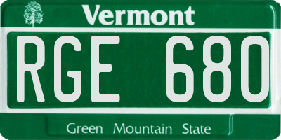 VT license plate RGE680