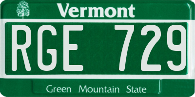 VT license plate RGE729