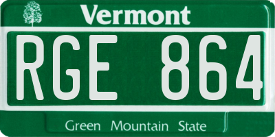 VT license plate RGE864