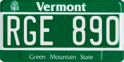 VT license plate RGE890