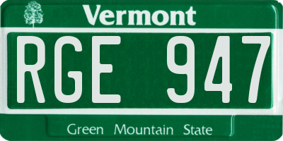 VT license plate RGE947