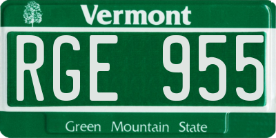 VT license plate RGE955