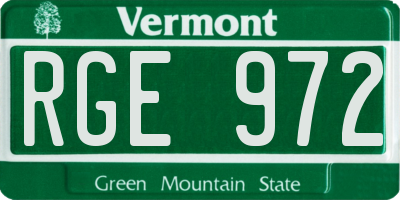 VT license plate RGE972