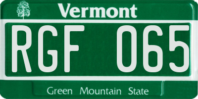 VT license plate RGF065