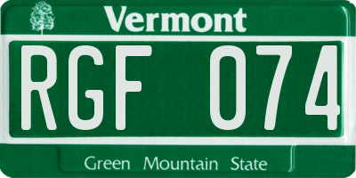 VT license plate RGF074