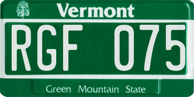 VT license plate RGF075