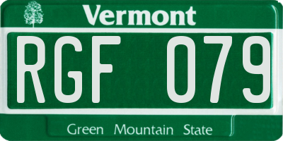 VT license plate RGF079
