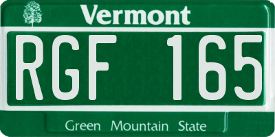 VT license plate RGF165