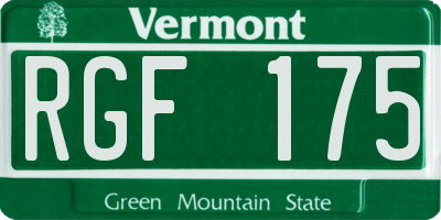 VT license plate RGF175