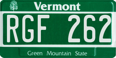 VT license plate RGF262