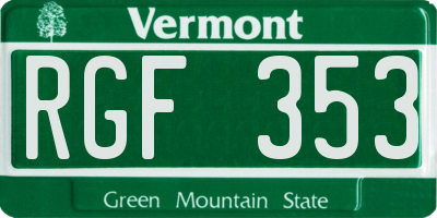 VT license plate RGF353