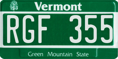 VT license plate RGF355