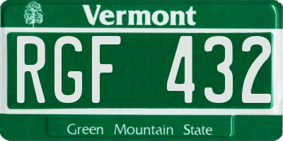 VT license plate RGF432