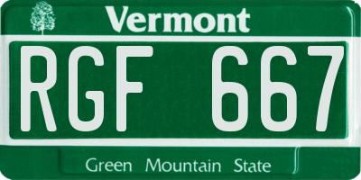 VT license plate RGF667