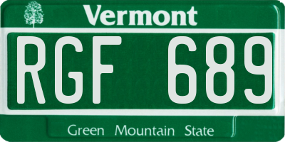 VT license plate RGF689