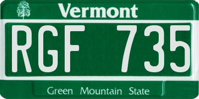 VT license plate RGF735