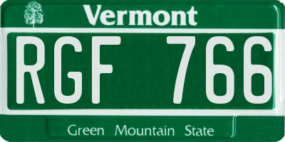 VT license plate RGF766