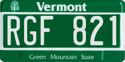 VT license plate RGF821