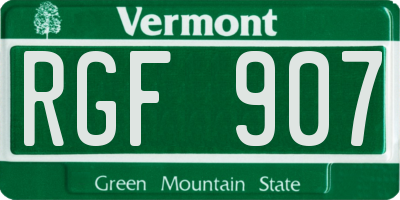 VT license plate RGF907