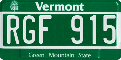 VT license plate RGF915
