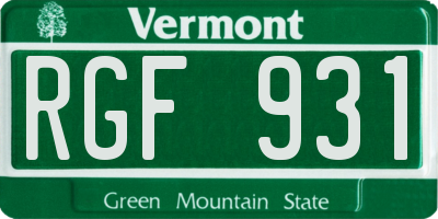 VT license plate RGF931