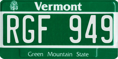 VT license plate RGF949
