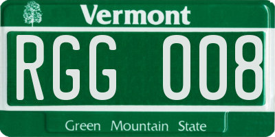 VT license plate RGG008