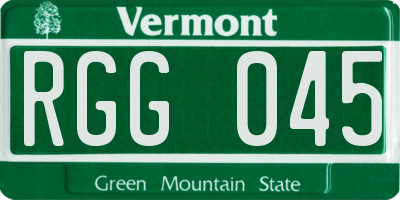 VT license plate RGG045