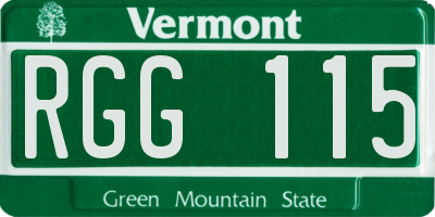 VT license plate RGG115