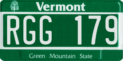 VT license plate RGG179
