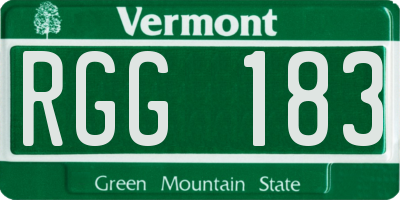 VT license plate RGG183