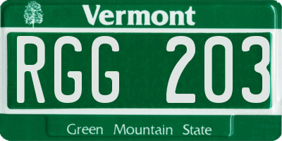 VT license plate RGG203