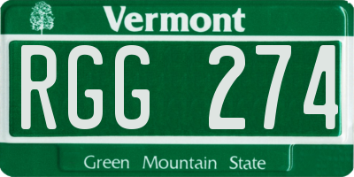 VT license plate RGG274