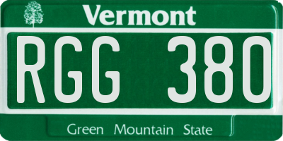 VT license plate RGG380