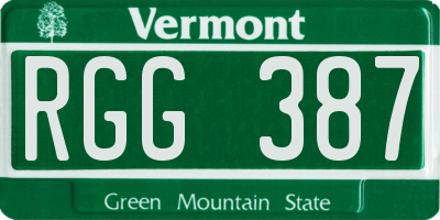 VT license plate RGG387