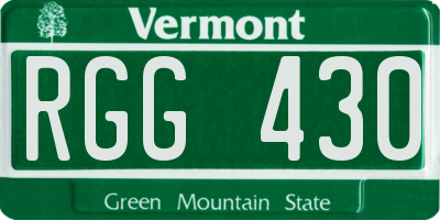 VT license plate RGG430