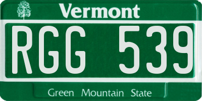 VT license plate RGG539