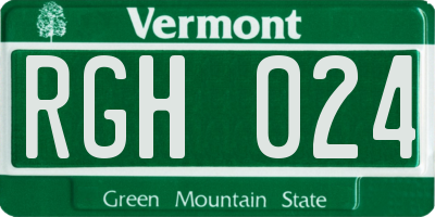 VT license plate RGH024