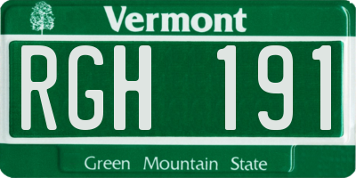 VT license plate RGH191