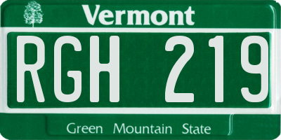 VT license plate RGH219