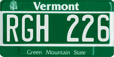VT license plate RGH226