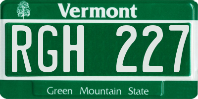 VT license plate RGH227