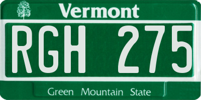 VT license plate RGH275