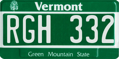 VT license plate RGH332