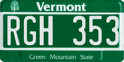 VT license plate RGH353