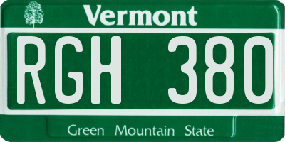 VT license plate RGH380