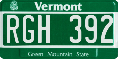 VT license plate RGH392