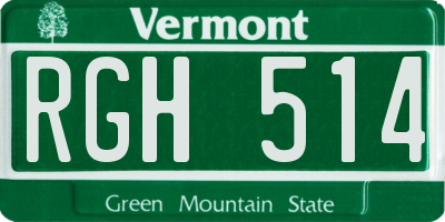 VT license plate RGH514