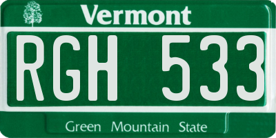 VT license plate RGH533